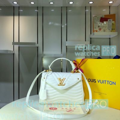 Copy L---V Wave Top Handle White Leather Ladies Bag